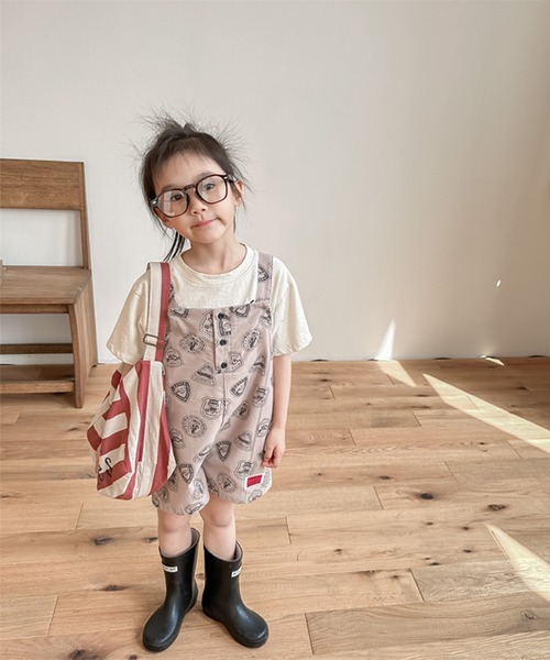 aimoha（アイモハ）の「【aimoha-KIDS】子供服 アメカジ総柄サロペット (SS)（サロペット/オーバーオール・キッズ・ブラウン/ブルー・80/90/100/110/120/130）」の11枚目の写真