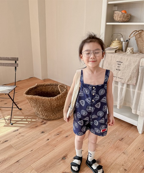 aimoha（アイモハ）の「【aimoha-KIDS】子供服 アメカジ総柄サロペット (SS)（サロペット/オーバーオール・キッズ・ブラウン/ブルー・80/90/100/110/120/130）」の12枚目の写真