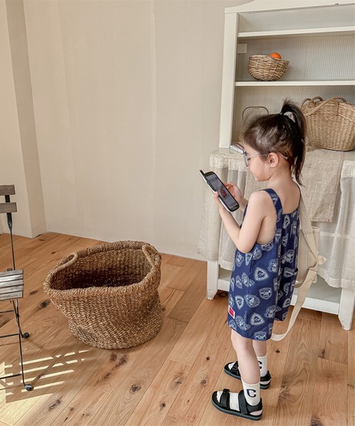 aimoha（アイモハ）の「【aimoha-KIDS】子供服 アメカジ総柄サロペット (SS)（サロペット/オーバーオール・キッズ・ブラウン/ブルー・80/90/100/110/120/130）」の14枚目の写真