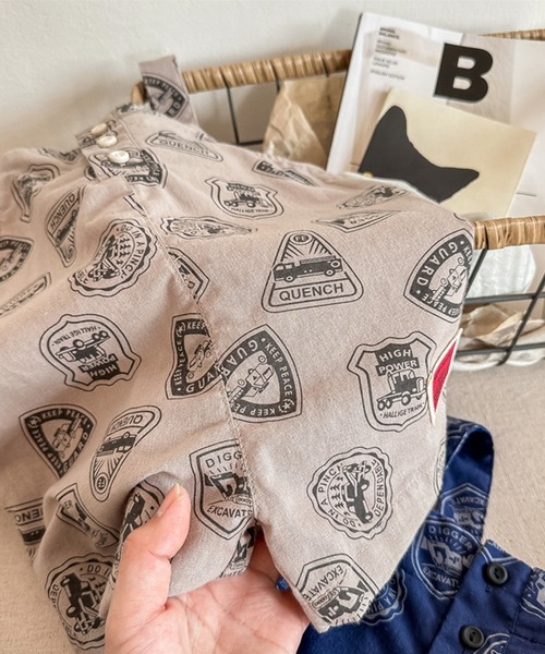 aimoha（アイモハ）の「【aimoha-KIDS】子供服 アメカジ総柄サロペット (SS)（サロペット/オーバーオール・キッズ・ブラウン/ブルー・80/90/100/110/120/130）」の21枚目の写真