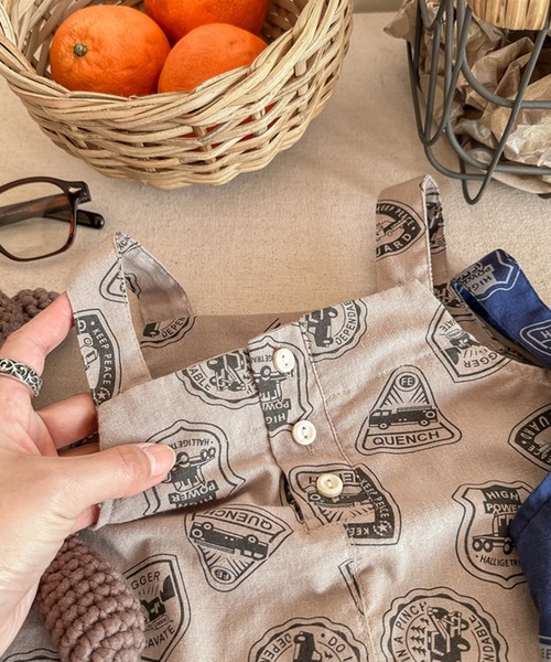 aimoha（アイモハ）の「【aimoha-KIDS】子供服 アメカジ総柄サロペット (SS)（サロペット/オーバーオール・キッズ・ブラウン/ブルー・80/90/100/110/120/130）」の22枚目の写真