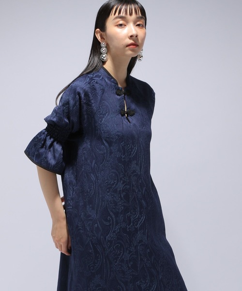 【美品】HARE ジャガードチャイナワンピース　限定色レッド HARE ジャガードチャイナワンピース hare チャイナ ロング