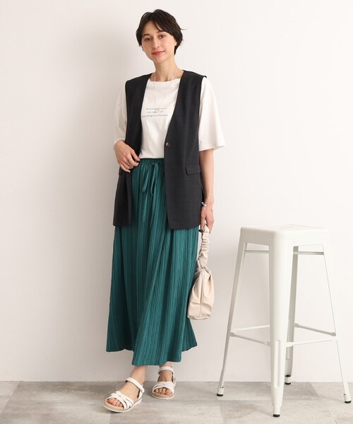 SHOO・LA・RUE(シューラルー)の「◆【セットアップ可】しぼしぼ ギャザースカート(スカート・レディース・ブラック/ナチュラル/グリーン・00)」の21枚目の写真