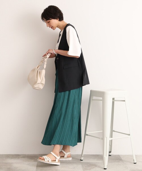 SHOO・LA・RUE(シューラルー)の「◆【セットアップ可】しぼしぼ ギャザースカート(スカート・レディース・ブラック/ナチュラル/グリーン・00)」の18枚目の写真