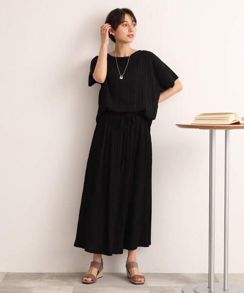 SHOO・LA・RUE(シューラルー)の「◆【セットアップ可】しぼしぼ ギャザースカート(スカート・レディース・ブラック/ナチュラル/グリーン・00)」の10枚目の写真
