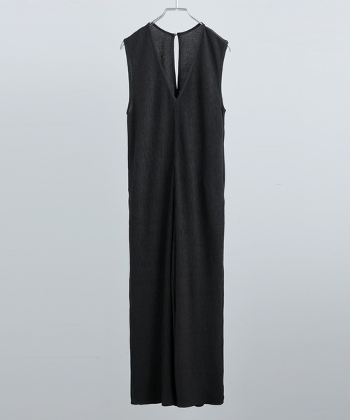 vin 新品　オールインワン　サロペット　ブラック　総柄 セール】 little black:〈セレモニー対応可〉Vネック ワイド