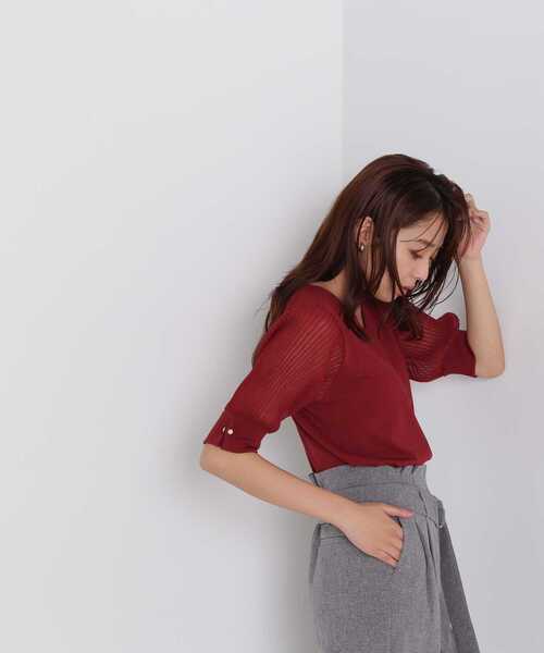 NATURAL BEAUTY BASIC(ナチュラルビューティーベーシック)の「◇メタルポイントプリーツスリーブニット(ニット/セーター・レディース・ブラック/グリーン/ブラウン/レッド・FREE)」の14枚目の写真