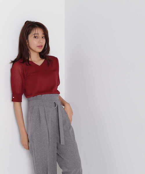NATURAL BEAUTY BASIC(ナチュラルビューティーベーシック)の「◇メタルポイントプリーツスリーブニット(ニット/セーター・レディース・ブラック/グリーン/ブラウン/レッド・FREE)」の12枚目の写真