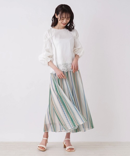 Brahmin(ブラーミン)の「【BRAHMIN】ヘムレースブラウス(シャツ/ブラウス・レディース・ライトブルー/オフホワイト・2)」の13枚目の写真