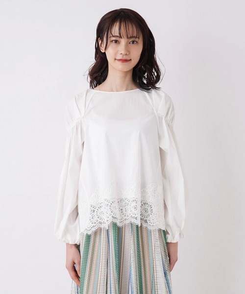 Brahmin(ブラーミン)の「【BRAHMIN】ヘムレースブラウス(シャツ/ブラウス・レディース・ライトブルー/オフホワイト・2)」の10枚目の写真