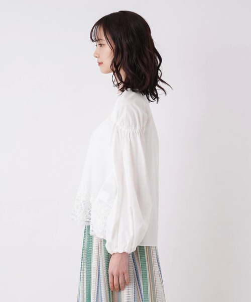 Brahmin(ブラーミン)の「【BRAHMIN】ヘムレースブラウス(シャツ/ブラウス・レディース・ライトブルー/オフホワイト・2)」の9枚目の写真