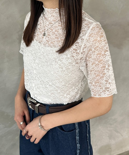 kutir（クティール）の「2wayレースインナートップス（Tシャツ/カットソー・レディース・ブラック/アイボリー/オフホワイト・FREE）」の2枚目の写真