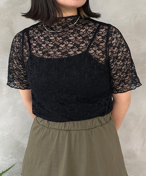 kutir（クティール）の「2wayレースインナートップス（Tシャツ/カットソー・レディース・ブラック/アイボリー/オフホワイト・FREE）」の3枚目の写真