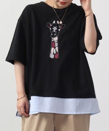 EMAGO キリンパッチワーク刺繍T 六分袖