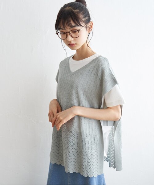 LBC(エルビーシー)の「透かし編み裾スカラップベスト(ニット/セーター・レディース・ブラック/グレー/ミント/ブルー・M)」の16枚目の写真