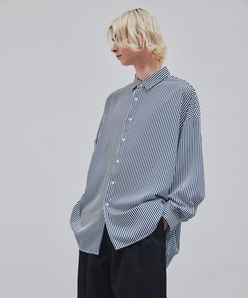 tk.TAKEO KIKUCHI(ティーケータケオキクチ)の「◆なめらかビッグストライプシャツ(シャツ/ブラウス・メンズ・ブラック系2/ブルー系2/ネイビー系2・01/02/03)」の3枚目の写真