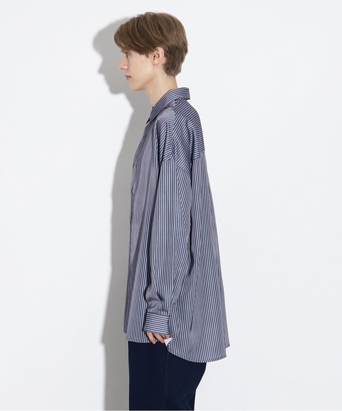 tk.TAKEO KIKUCHI(ティーケータケオキクチ)の「◆なめらかビッグストライプシャツ(シャツ/ブラウス・メンズ・ブラック系2/ブルー系2/ネイビー系2・01/02/03)」の4枚目の写真