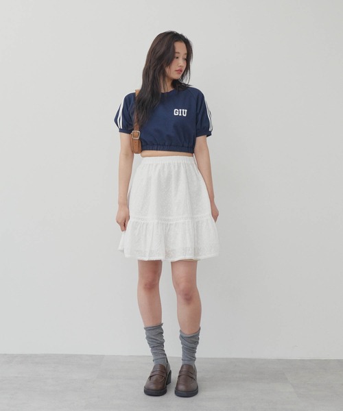 GIUNON（ジウノン）の「double line t-shirt / ダブルラインTシャツ（Tシャツ/カットソー・レディース・ネイビー/ベージュ・FREE）」の8枚目の写真