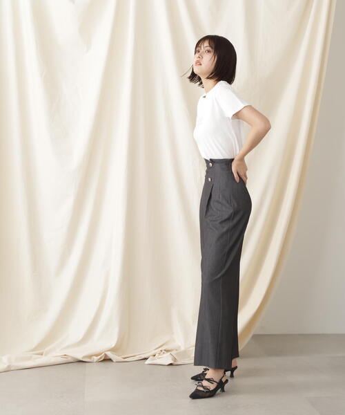 JILL by JILL STUART（ジルバイジルスチュアート）の「◇デニムライク金ボタンワイドパンツ（デニムパンツ・レディース・ブラック/ネイビー・SMALL/MEDIUM）」の19枚目の写真