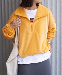 【Retreat】ダウニーベロアハーフZIPドロストプルオーバー