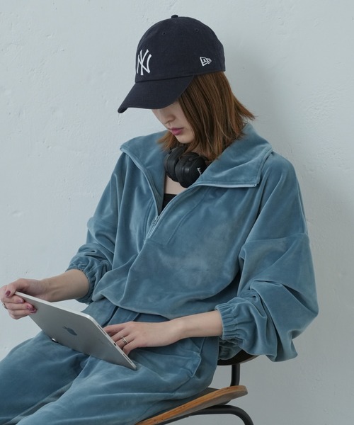 Franklin Climbing（フランクリンクライミング）の「【Retreat】ダウニーベロアハーフZIPドロストプルオーバー（スウェット・レディース・マスタード/スカイブルー/ブラウン・ONE SIZE）」の4枚目の写真