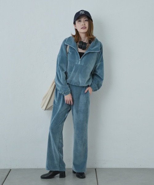 Franklin Climbing（フランクリンクライミング）の「【Retreat】ダウニーベロアハーフZIPドロストプルオーバー（スウェット・レディース・マスタード/スカイブルー/ブラウン・ONE SIZE）」の10枚目の写真