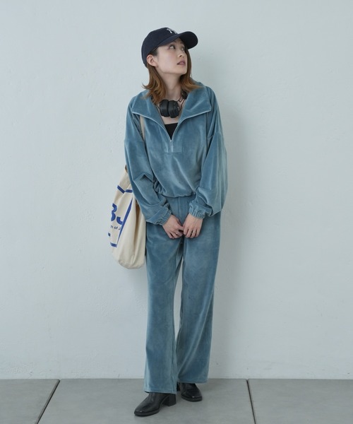 Franklin Climbing（フランクリンクライミング）の「【Retreat】ダウニーベロアハーフZIPドロストプルオーバー（スウェット・レディース・マスタード/スカイブルー/ブラウン・ONE SIZE）」の11枚目の写真