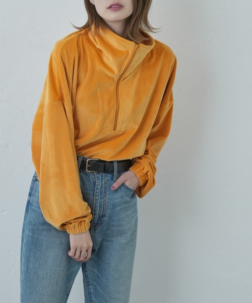 Franklin Climbing（フランクリンクライミング）の「【Retreat】ダウニーベロアハーフZIPドロストプルオーバー（スウェット・レディース・マスタード/スカイブルー/ブラウン・ONE SIZE）」の18枚目の写真