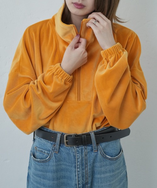 Franklin Climbing（フランクリンクライミング）の「【Retreat】ダウニーベロアハーフZIPドロストプルオーバー（スウェット・レディース・マスタード/スカイブルー/ブラウン・ONE SIZE）」の19枚目の写真