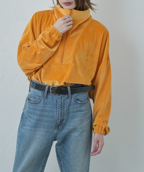 Franklin Climbing（フランクリンクライミング）の「【Retreat】ダウニーベロアハーフZIPドロストプルオーバー（スウェット・レディース・マスタード/スカイブルー/ブラウン・ONE SIZE）」の20枚目の写真