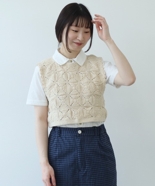 bulle de savon（ビュルデサボン）の「crochet motif ベスト