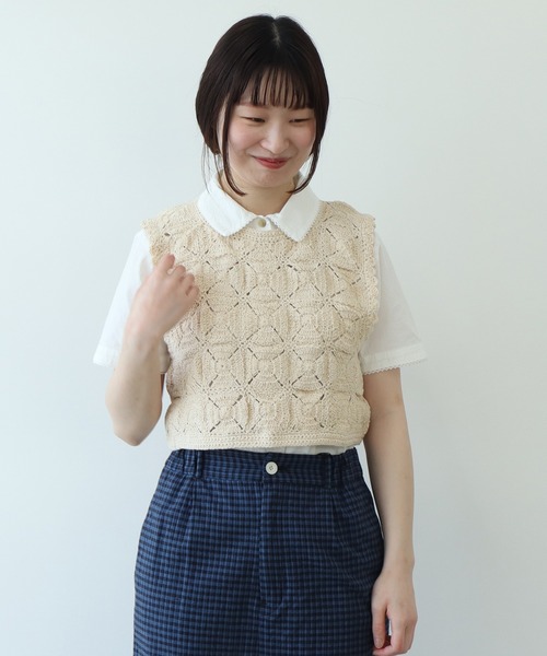 bulle de savon（ビュルデサボン）の「crochet motif ベスト（ベスト