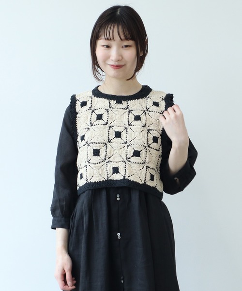 ビュルデサボン Lacextulle フリルベスト bulle de savon（ビュルデサボン）の「Lace×tulle frill ベスト