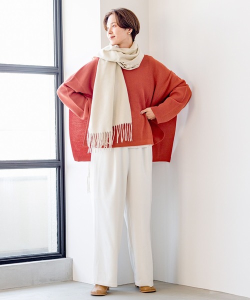 LEPSIM（レプシィム）の「洗える無地ストール23AW　967396（ストール/ショール・レディース・オレンジ/アイボリー/チャコールグレー・ONE SIZE）」の5枚目の写真