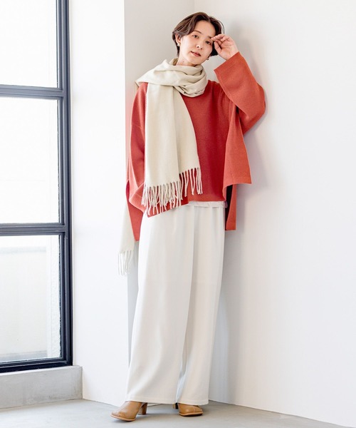 LEPSIM（レプシィム）の「洗える無地ストール23AW　967396（ストール/ショール・レディース・オレンジ/アイボリー/チャコールグレー・ONE SIZE）」の6枚目の写真