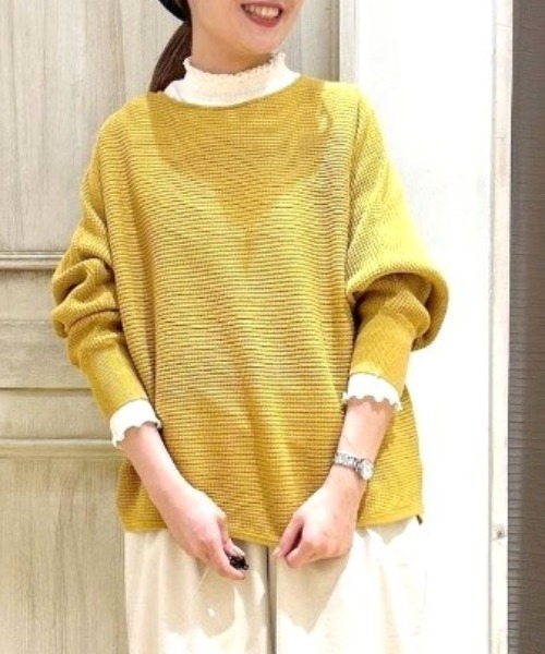 studio CLIP（スタディオクリップ）の「【3シーズンニット】12ゲージ編柄アソートプルオーバー（ニット/セーター・レディース・ネイビー/オフホワイト/マスタード/レッド・FREE）」の4枚目の写真