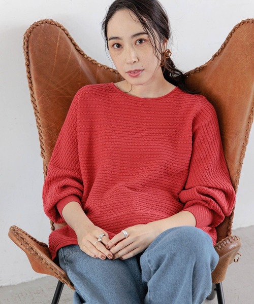 studio CLIP（スタディオクリップ）の「【3シーズンニット】12ゲージ編柄アソートプルオーバー（ニット/セーター・レディース・ネイビー/オフホワイト/マスタード/レッド・FREE）」の17枚目の写真