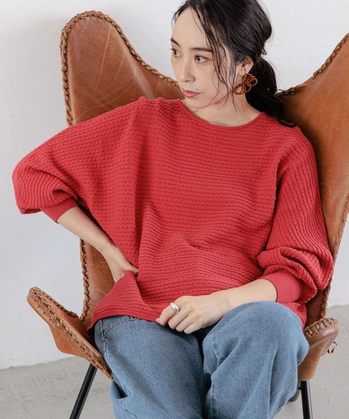 studio CLIP（スタディオクリップ）の「【3シーズンニット】12ゲージ編柄アソートプルオーバー（ニット/セーター・レディース・ネイビー/オフホワイト/マスタード/レッド・FREE）」の18枚目の写真