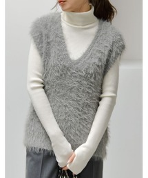 [2023A/W COLLECTION]Vネックフェザーシャギーニットベスト