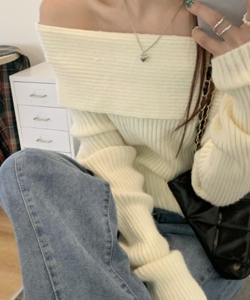 FREE STYLISTS(フリー スタイリスト)の「YUGA_YGMC オフショルダー ニットセーター(ニット/セーター・レディース・ブラック/グレー/ホワイト・FREE)」の7枚目の写真