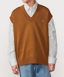 Public Drip メンズ Vネックベスト L オリーブグリーン Public Drip