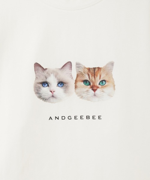 ANDGEEBEE（アンジービー）の「UNISEX キャットプリントロンT（Tシャツ/カットソー・レディース・ホワイト/グレー・MEDIUM）」の14枚目の写真
