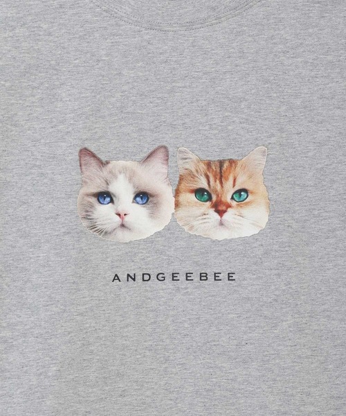 ANDGEEBEE（アンジービー）の「UNISEX キャットプリントロンT（Tシャツ/カットソー・レディース・ホワイト/グレー・MEDIUM）」の6枚目の写真