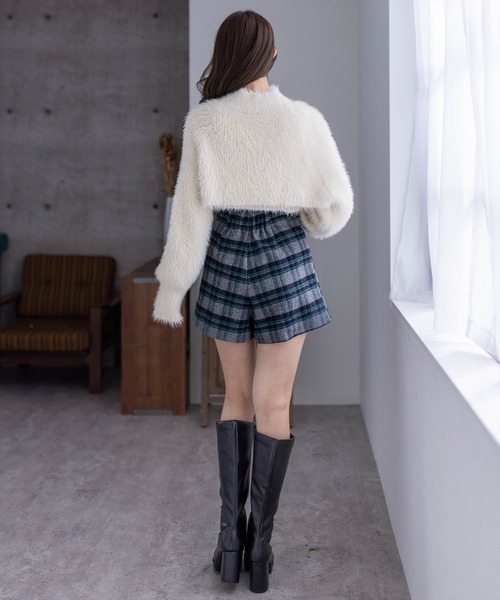 clear(クリア)の「チェック柄ハイウエストタックショートパンツ(その他パンツ・レディース・ブラウン/ブルー/グレー・M/S)」の6枚目の写真