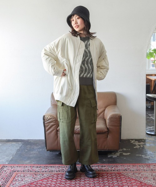 niko and...（ニコアンド）の「パイルジャガードニットプルオーバー（ニット/セーター・レディース・ピンク/チャコール/アイボリー・LARGE/MEDIUM）」の4枚目の写真