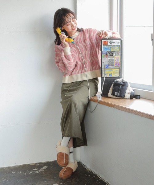 niko and...（ニコアンド）の「パイルジャガードニットプルオーバー（ニット/セーター・レディース・ピンク/チャコール/アイボリー・LARGE/MEDIUM）」の6枚目の写真