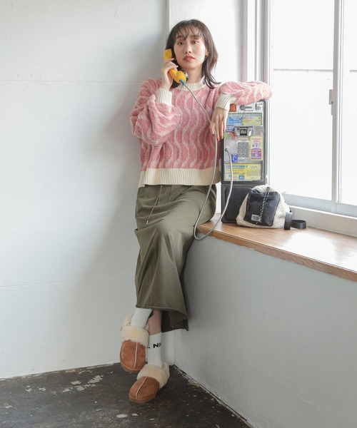 niko and...（ニコアンド）の「パイルジャガードニットプルオーバー（ニット/セーター・レディース・ピンク/チャコール/アイボリー・LARGE/MEDIUM）」の7枚目の写真