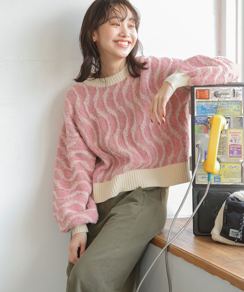 niko and...（ニコアンド）の「パイルジャガードニットプルオーバー（ニット/セーター・レディース・ピンク/チャコール/アイボリー・LARGE/MEDIUM）」の8枚目の写真