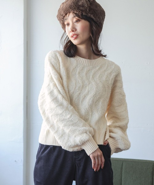 niko and...（ニコアンド）の「パイルジャガードニットプルオーバー（ニット/セーター・レディース・ピンク/チャコール/アイボリー・LARGE/MEDIUM）」の9枚目の写真