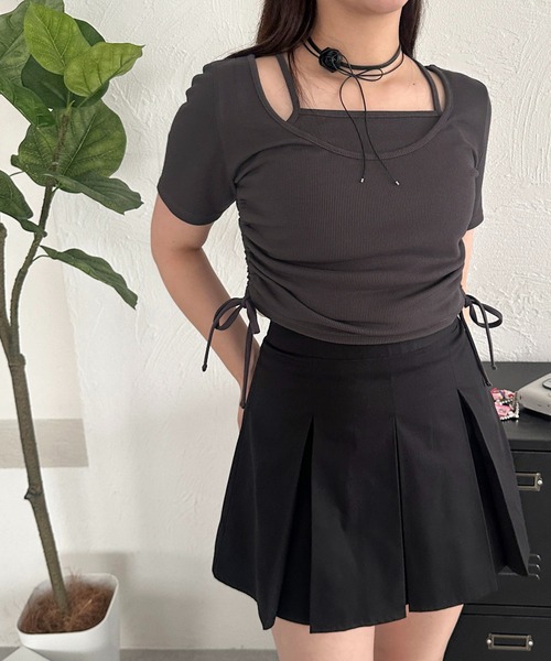 apres jour mignon(アプレジュールミニョン)の「タックミニスカパン【ZOZOTOWN限定アイテム】(スカート・レディース・ベージュ/ブラック/グレー/ブラウン系その他・X-LARGE/フリー)」の18枚目の写真